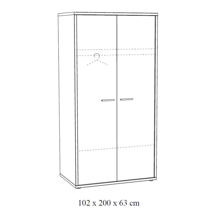 Armoire robuste pour chambre d'enfant 2 portes collection MATHEO coloris gris effet bois