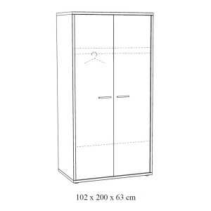 Armoire robuste pour chambre d'enfant 2 portes collection MATHEO coloris gris effet bois