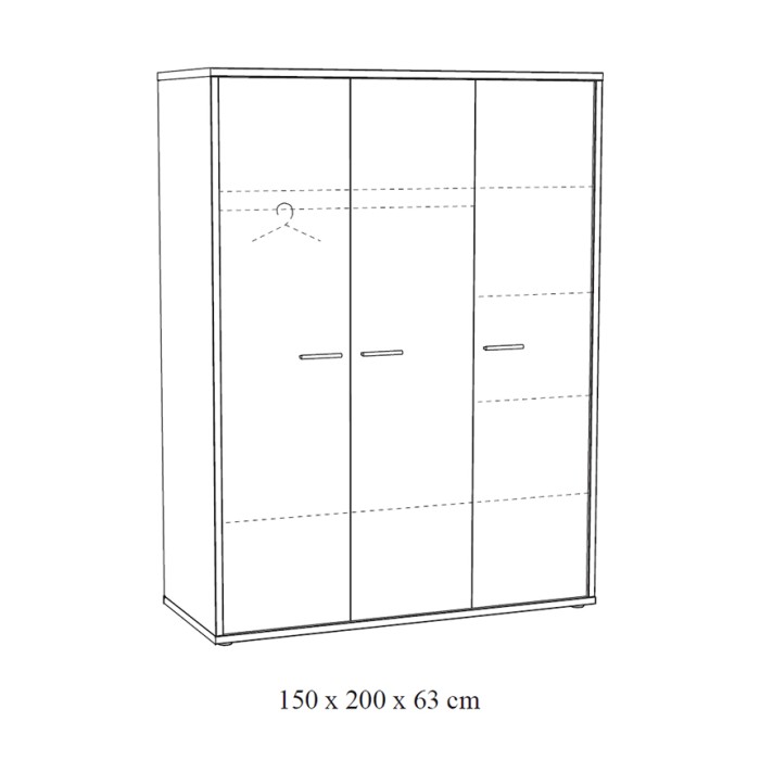 Armoire enfant 3 portes MATHEO – Gris effet bois – Design scandinave robuste