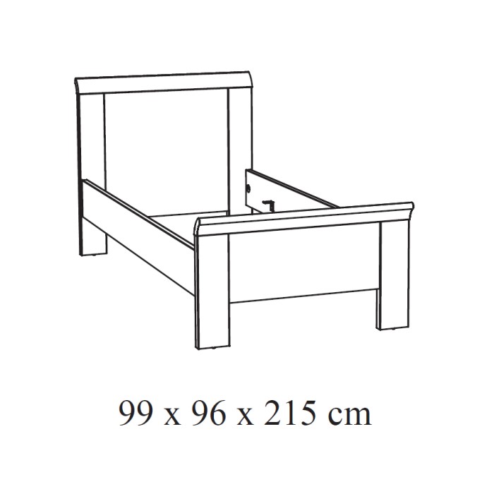 Lit enfant robuste 90x200 collection DANY - Coloris chêne clair