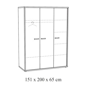 Armoire robuste pour chambre d'enfant 3 portes collection DANY coloris chêne clair