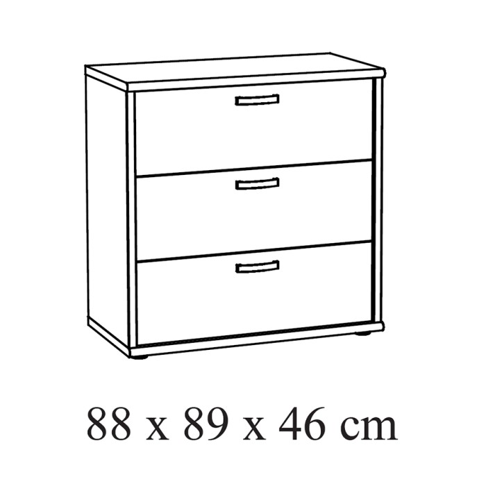 Commode DANY – 3 tiroirs coloris chêne clair robuste