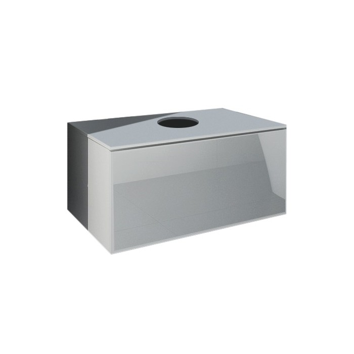 Ensemble meubles de salle de bain collection OWL, coloris blanc mat et brillant avec deux colonnes sans vasque