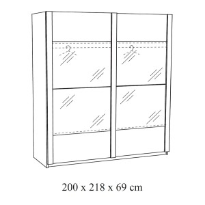 Armoire 200cm pour chambre à coucher avec 2 portes coulissantes collection DANY coloris chêne clair.
