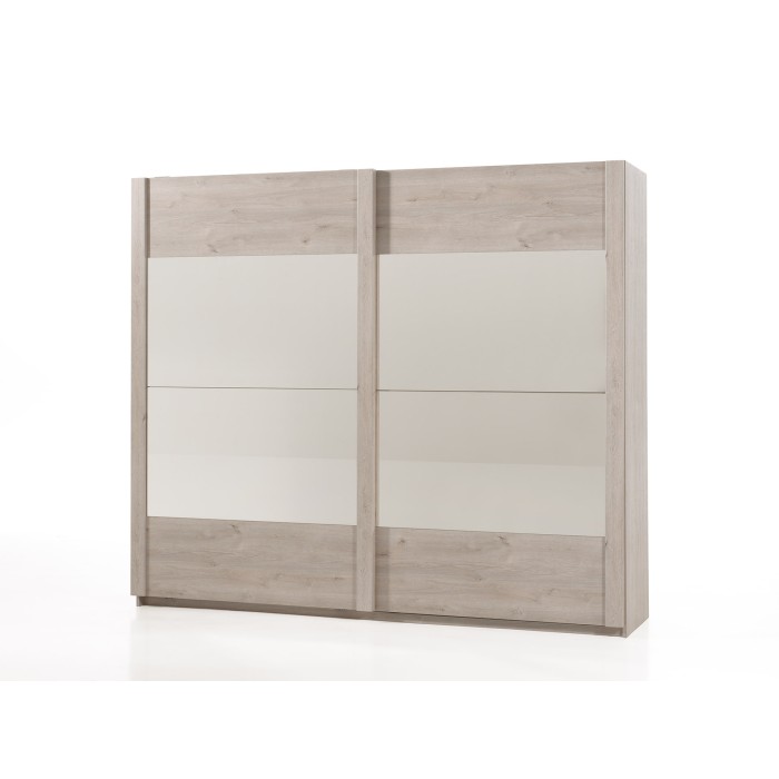 Armoire 250cm pour chambre à coucher avec 2 portes coulissantes collection DANY coloris chêne clair.