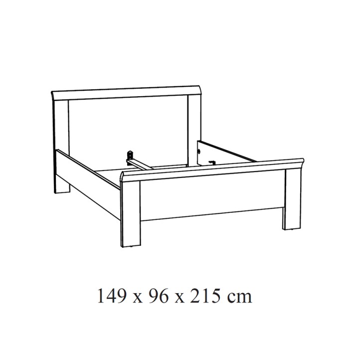 Chambre à coucher adulte collection DANY : Armoire 200cm, Lit 140x200, commode, chevets. Couleur chêne clair.