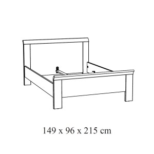 Chambre à coucher adulte collection DANY : Armoire 250cm, Lit 140x200, commode, chevets. Couleur chêne clair.