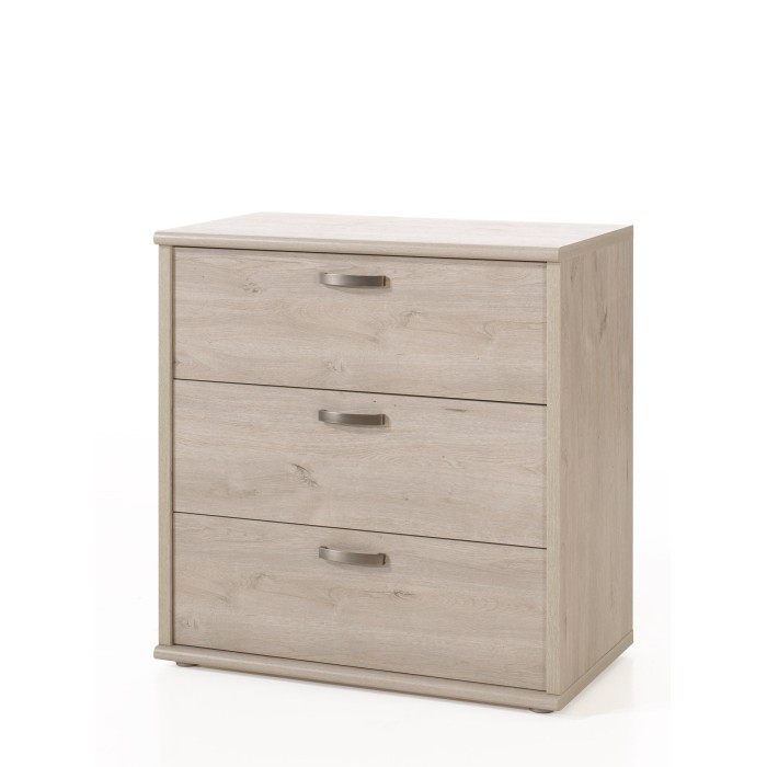 Chambre à coucher adulte collection DANY : Armoire 250cm, Lit 140x200, commode, chevets. Couleur chêne clair.