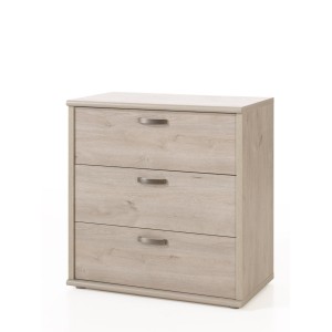 Chambre à coucher adulte collection DANY : Armoire 250cm, Lit 140x200, commode, chevets. Couleur chêne clair.