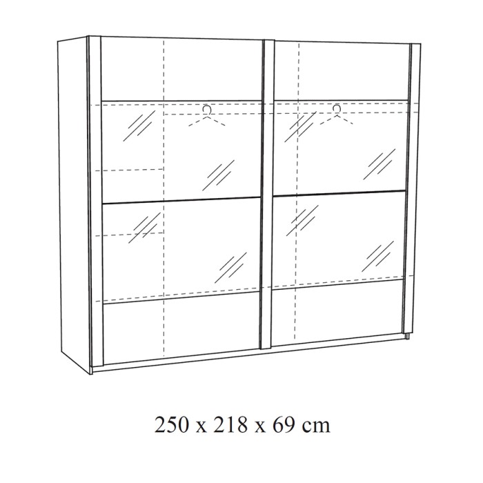 Chambre adulte collection DANY : armoire 250 cm, lit 180x200, commode, chevets, chêne clair