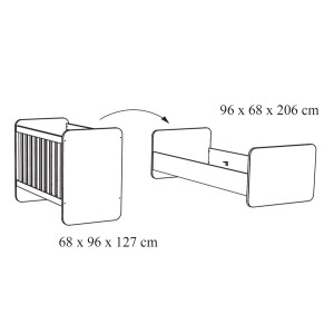 Chambre bébé DANY, lit 60x120 évolutif en 90x200, armoire, commode à langer et chevet, coloris chêne