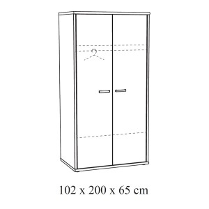 Chambre enfant, ado robuste collection DANY, lit, armoire, bureau, commode et chevet, coloris chêne clair