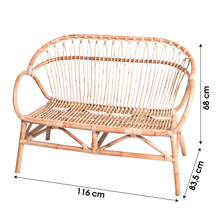 Canapé d'extérieur en rotin 83x68x116cm, parfait pour se relaxer au naturel
