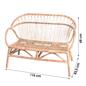 Canapé d'extérieur en rotin 83x68x116cm, parfait pour se relaxer au naturel