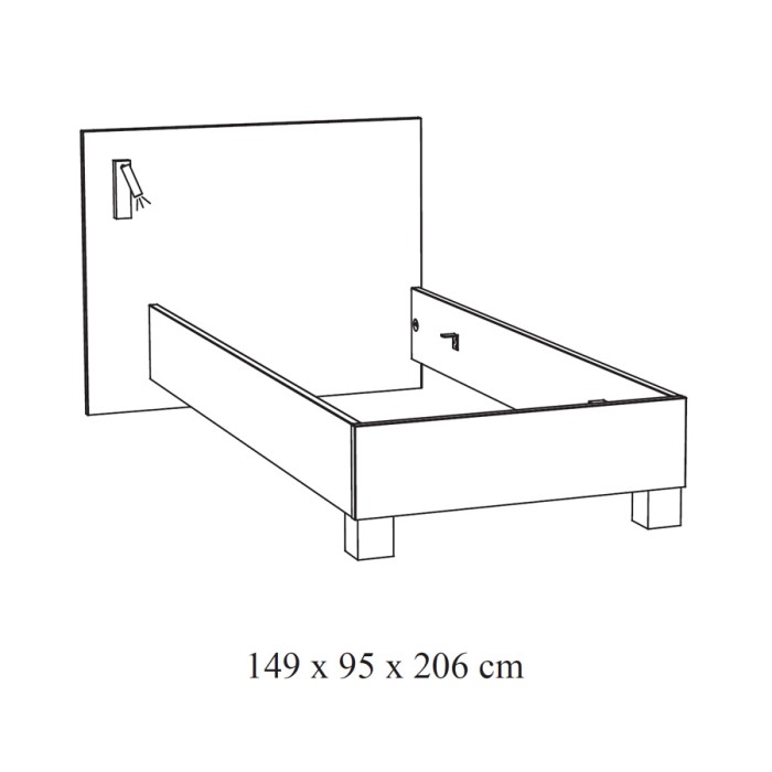 Lit enfant 120x200 collection MORGANE avec éclairage en applique orientable intégré - Coloris chêne doré.
