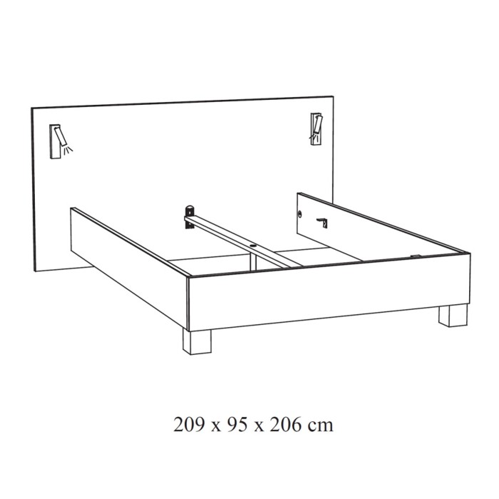 Lit adulte 160x200 collection MORGANE avec éclairage en applique orientable intégré - Coloris chêne
