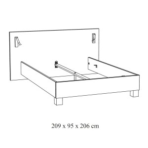 Lit adulte 160x200 collection MORGANE avec éclairage en applique orientable intégré - Coloris chêne