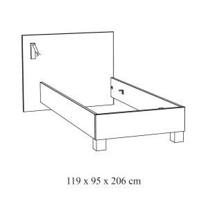 Lit enfant 90x200 collection MORGANE avec éclairage en applique orientable intégré - Coloris chêne doré