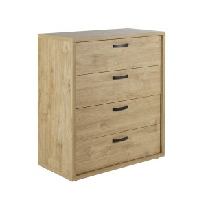 Commode 4 tiroirs coloris chêne doré collection MORGANE.