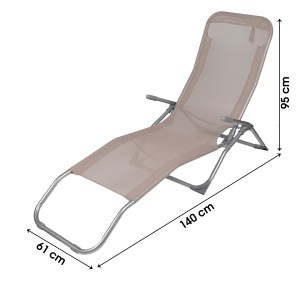 Chaise longue / bain de soleil coloris Taupe 185x95x61cm
