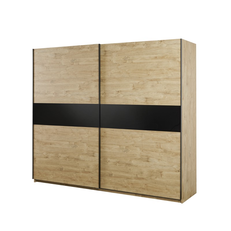 Armoire MORGANE 2 portes coulissantes – Chêne doré – 250 cm – Style scandinave robuste