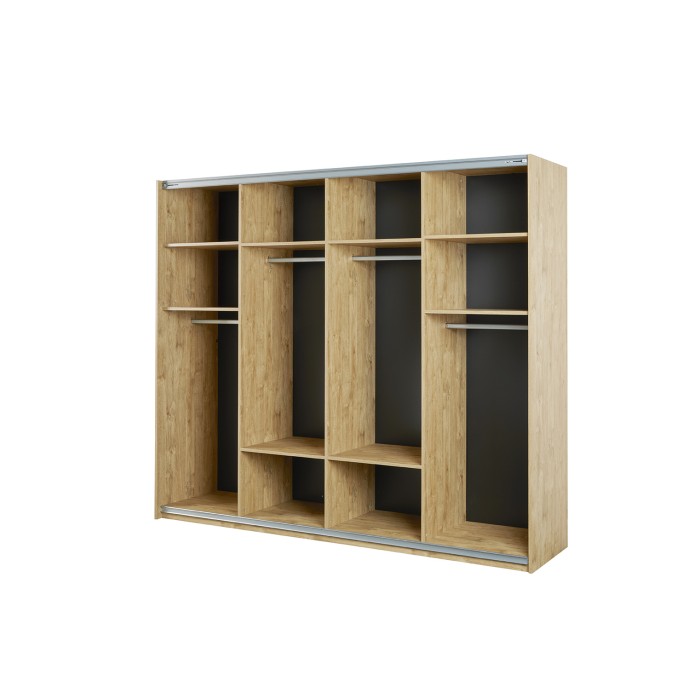 Armoire MORGANE 2 portes coulissantes – Chêne doré – 250 cm – Style scandinave robuste
