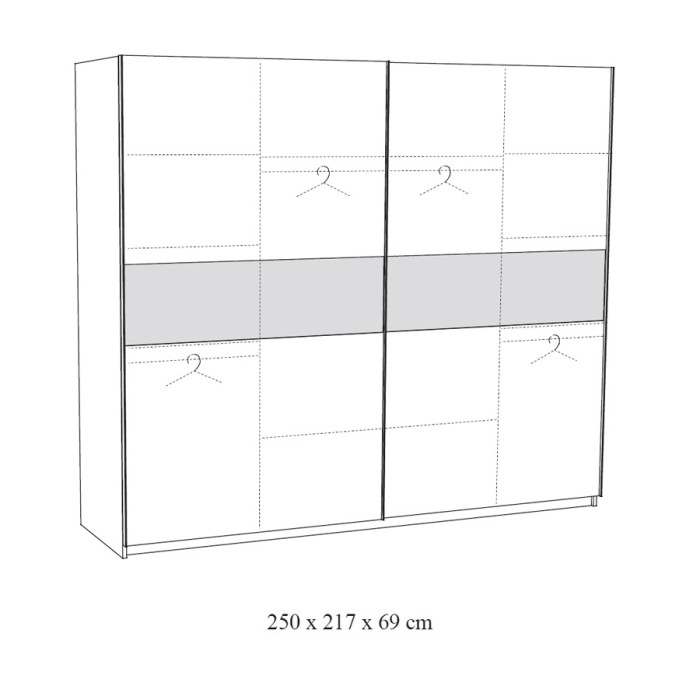 Armoire MORGANE 2 portes coulissantes – Chêne doré – 250 cm – Style scandinave robuste