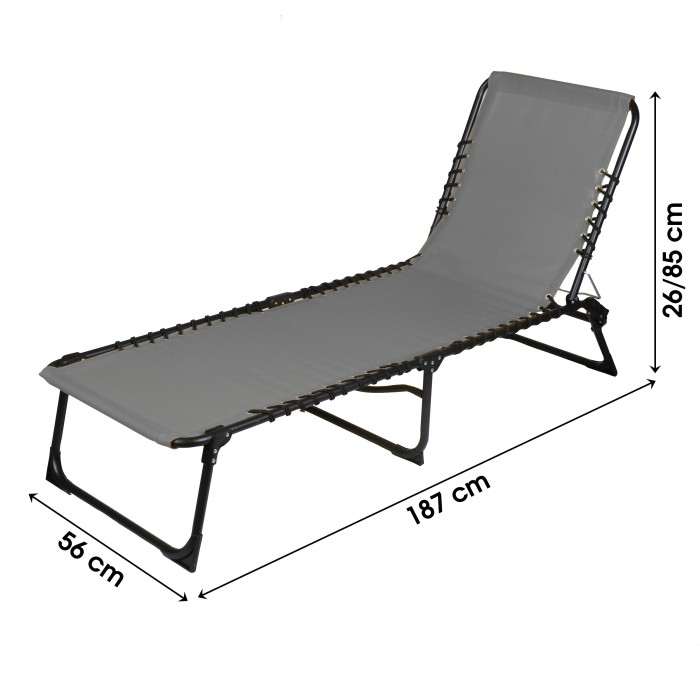 Chaise longue / bain de soleil coloris gris 190x85x55cm