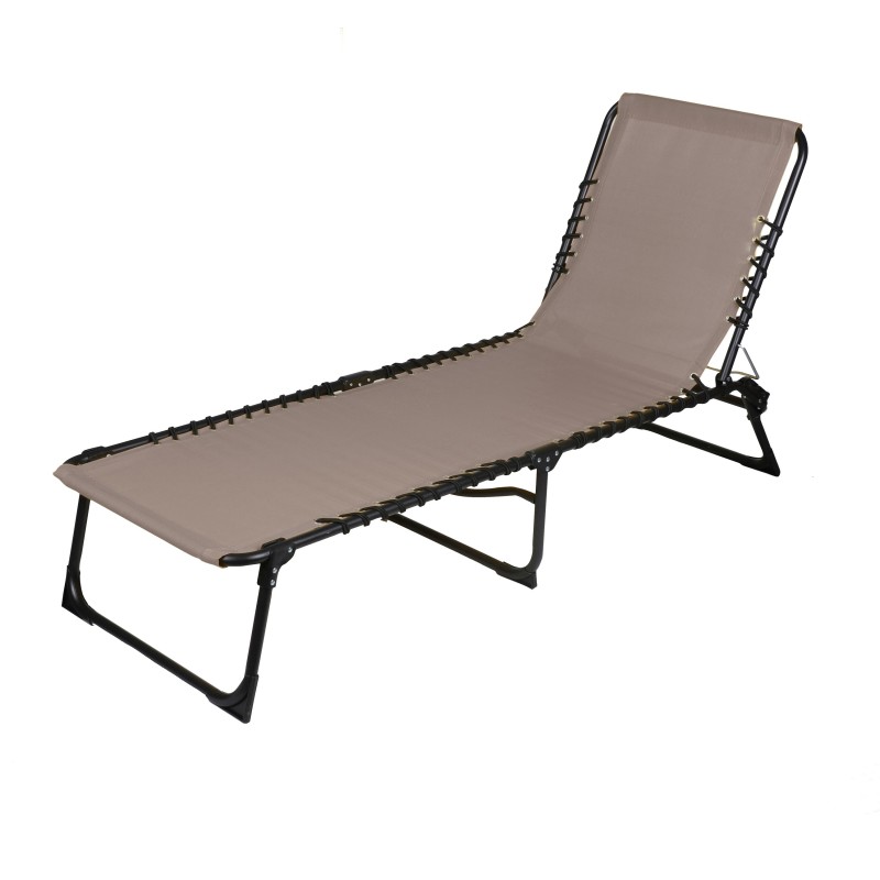 Chaise longue / bain de soleil coloris taupe 190x85x55cm