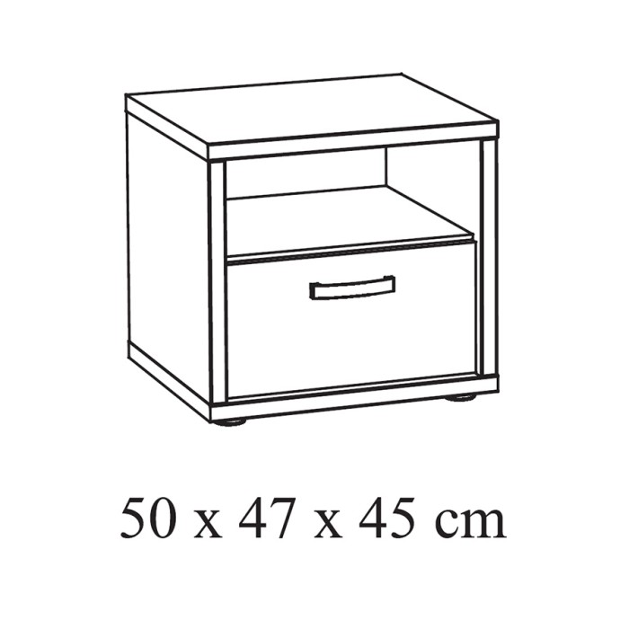 Chambre à coucher collection MORGANE : armoire 250 cm, lit avec applique 140x200, commode, chevets, chêne doré et noir