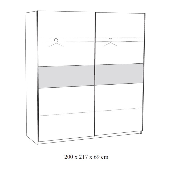 Chambre à coucher collection MORGANE : armoire 200 cm, lit avec applique 160x200, commode, chevets, chêne doré et noir