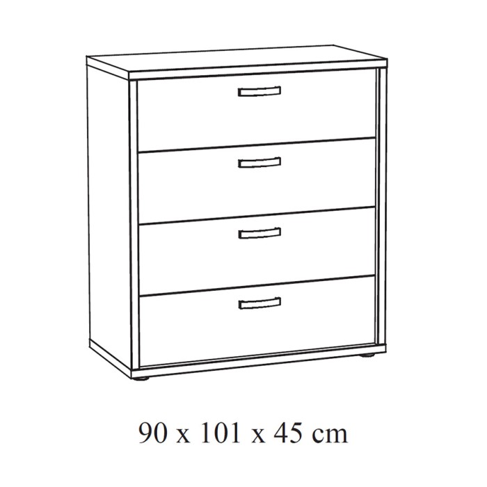 Chambre à coucher collection MORGANE : armoire 200 cm, lit avec applique 160x200, commode, chevets, chêne doré et noir