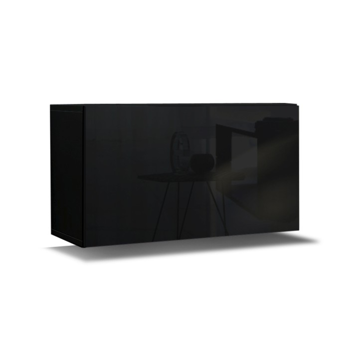 Meuble de salon noir collection CEPTO, 1 porte, 1 étagère. Idéal pour un petit rangement dans le salon