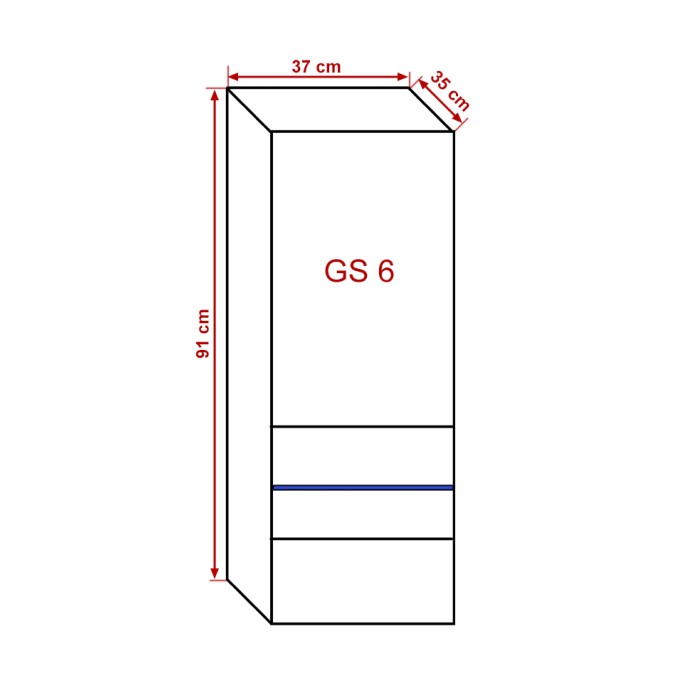 Meuble de salon blanc collection CEPTO 37x91cm, 1 porte, 2 étagères, 2 niches.
