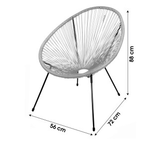 Fauteuil de jardin rond en résine coloris gris, dimension 95x83x73cm