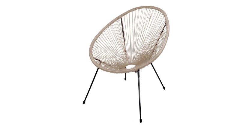 Fauteuil de jardin rond en résine coloris taupe, dimension 95x83x73cm