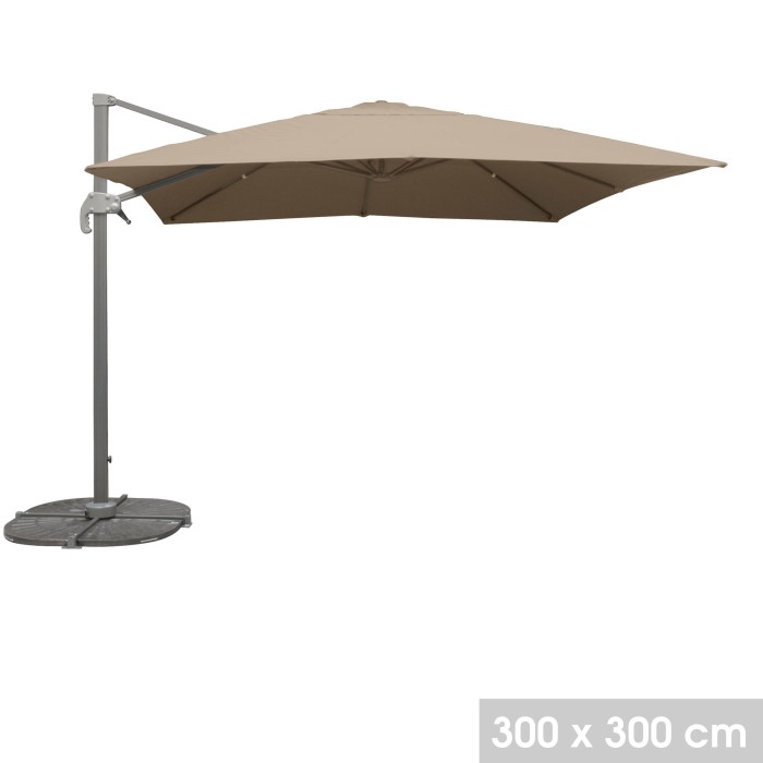 Parasol décentré carré taupe 300x300cm
