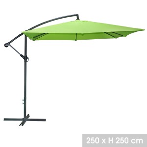 Parasol déporté carré vert pomme 250x250cm