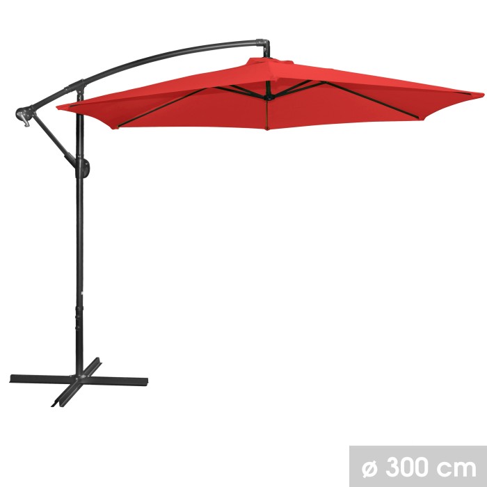 Parasol déporté rond rouge diamètre 300cm