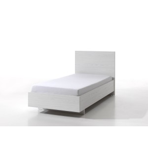 Lit enfant robuste 90x200 coloris blanc effet bois collection OLVENA
