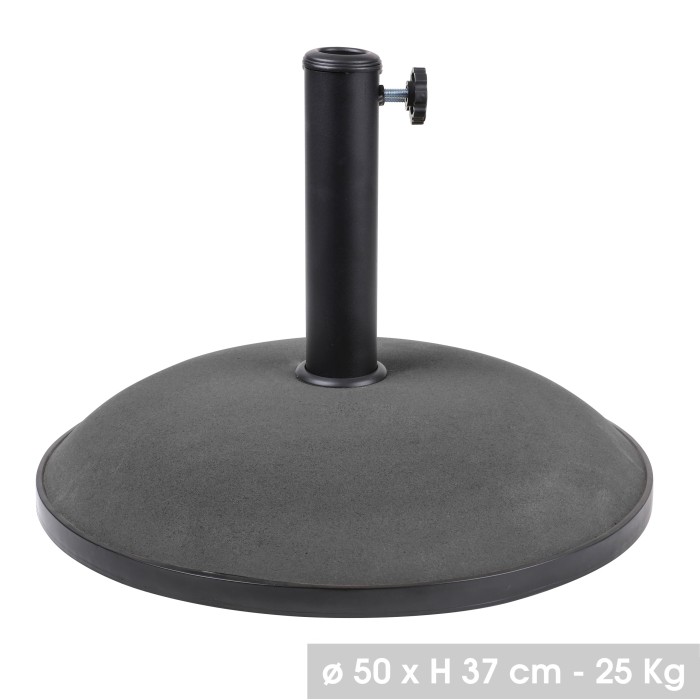 Pied de parasol en ciment gris foncé 25KG dimension 50x37cm diamètre intérieur 35/38/48mm