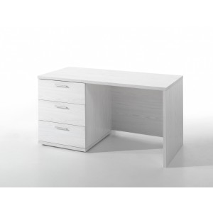 Bureau robuste pour enfant avec 3 tiroirs collection OLVENA coloris blanc effet bois.