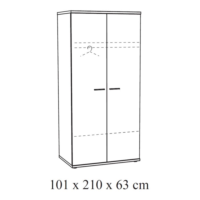 Armoire enfant 2 portes OLVENA – Blanc effet bois – Rangement pratique et robuste