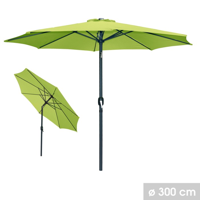 Parasol inclinable rond vert pomme diamètre 300cm