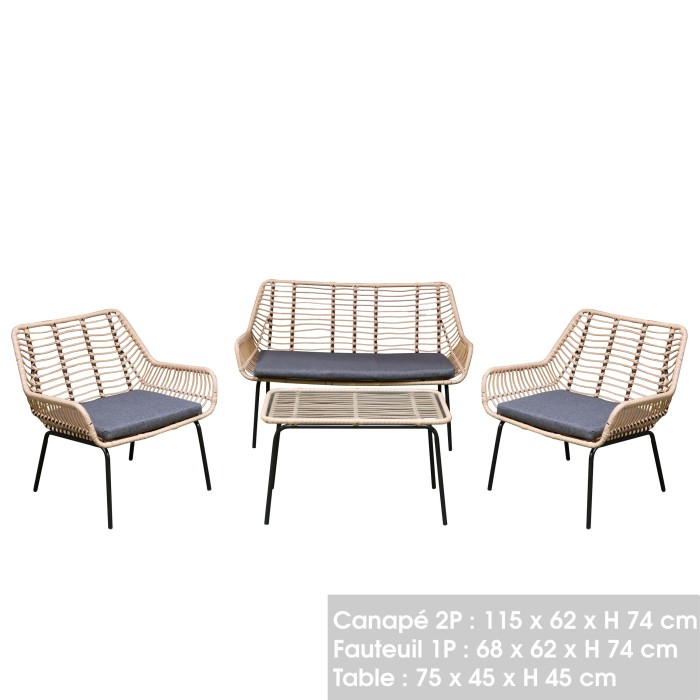 Salon de jardin complet en résine : l'alliance parfaite du métal noir et de la résine tressée