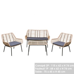 Salon de jardin complet en résine : l'alliance parfaite du métal noir et de la résine tressée