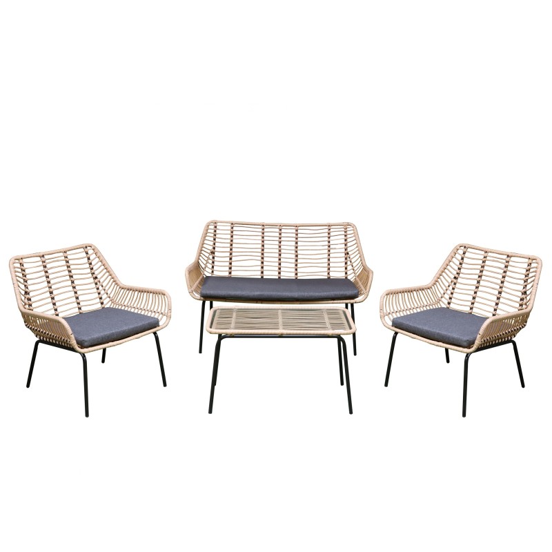 Salon de jardin complet en résine : l'alliance parfaite du métal noir et de la résine tressée