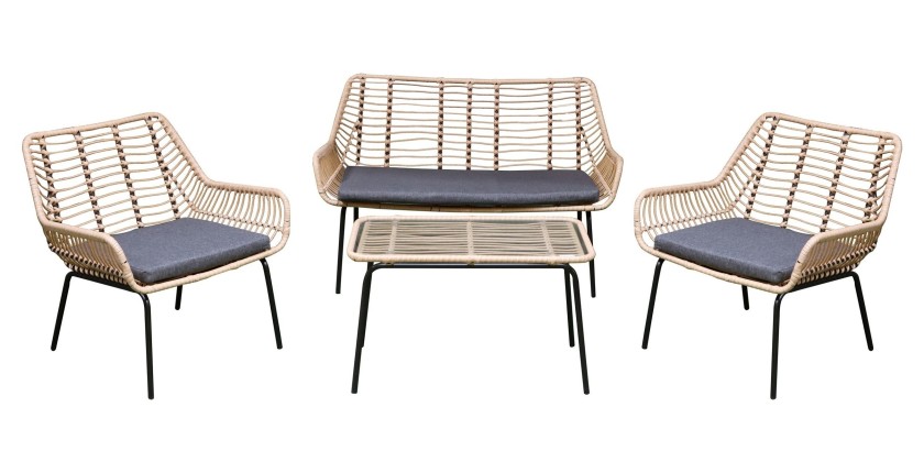 Salon de jardin complet en résine : l'alliance parfaite du métal noir et de la résine tressée