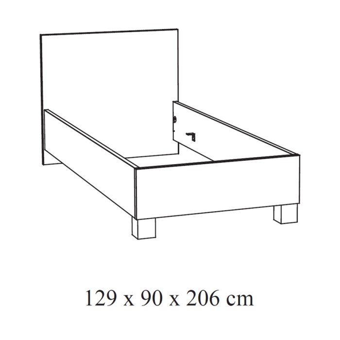 Lit enfant robuste 120x200 coloris chêne doré collection MEGEVE