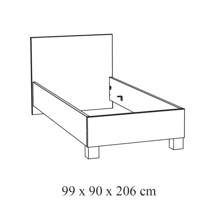 Lit enfant robuste 90x200 coloris chêne doré collection MEGEVE